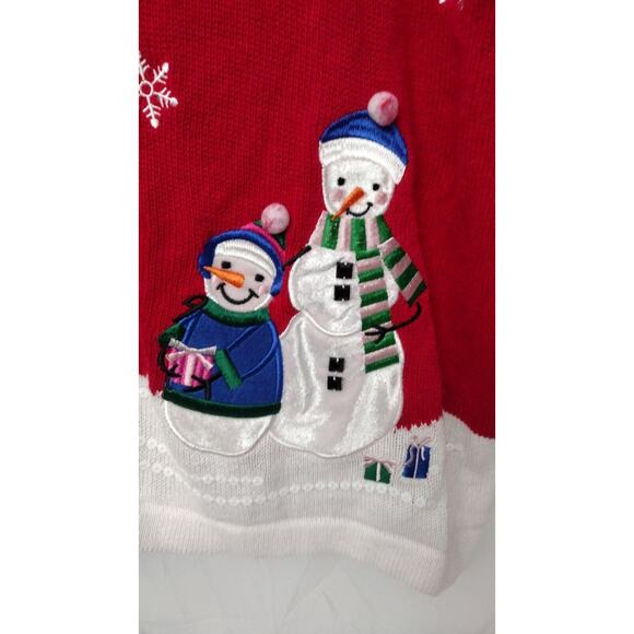 Liz & Me Womens Cardigan Red 2XL Snowmen Ugly Christmas Themed Buttoned Jacket - Picture 1 of 8